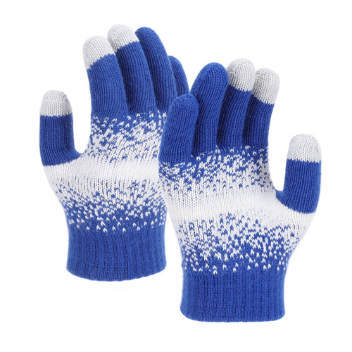Unisex-Strickhandschuhe mit fünf Fingern – Blau, 21 cm 1