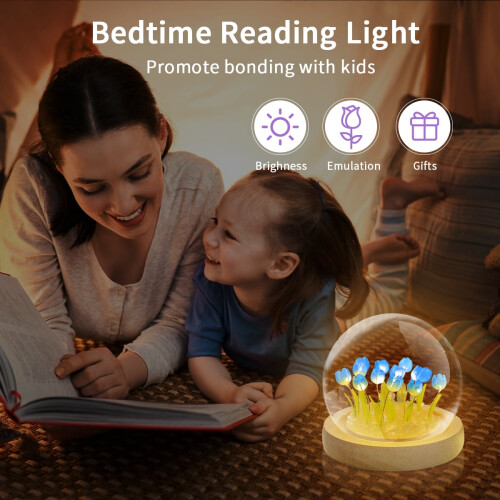 Νυχτερινό φωτιστικό LED Taplcvy Tulip – Φωτιστικό τεχνητών λουλουδιών με μπαταρία για 2