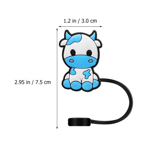 10Pcs Silicone Cow Straw Covers Safe Reusable Multi Color Straw Stoppers 1