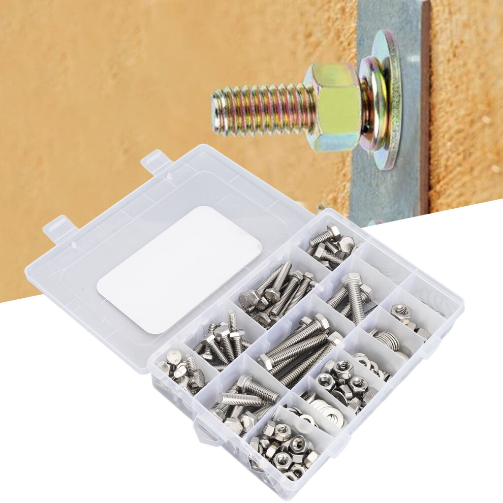 246Pcs Stainless Steel Hex Bolt Nut Washer Assortment Kit For Household Appliances 4941388591574