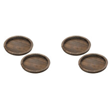 4Pcs Rustic Wooden Tray Candle Holder - Small Decorative Plate Pillar Candle Tray Wood for Farmhouse Dining Table