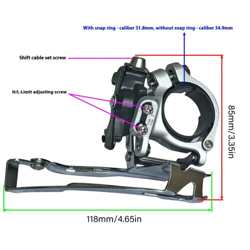 Bicycles Front Derailleur 9/27 Speed Systems Durability Steel Effortlessly Installation Smooth Chain Movement 1