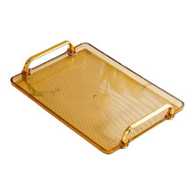 Plateau de service avec poignée, plateau de rangement pour parfums et bijoux, plateau de table basse pour verre ambré moyen