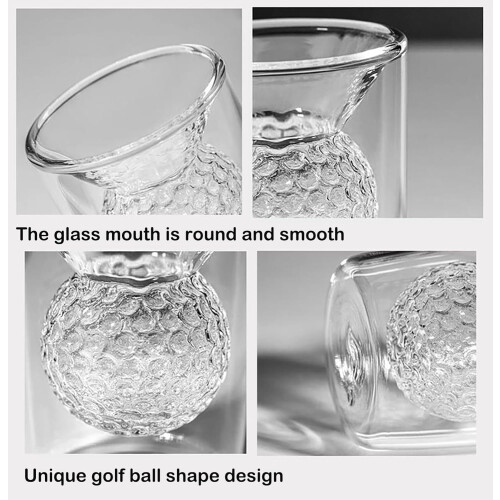 Copos de uísque em formato de bola de golfe (pacote com 2) – Copos divertidos para amantes de golfe e uísque, compatíveis com tequila e vodca. 2