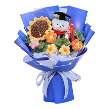 Coffret cadeau de fin d'études 2025 : Bouquet de fleurs tricoté + Ours en peluche + Sac cadeau, souvenir artisanal pour les diplômés du