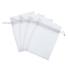 OULII100 pièces Petite pochette transparente blanche à cordon de serrage pour sacs cadeaux et mariages