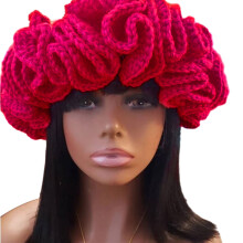 Gehaakte bucket hat met gegolfde rand voor meisjes, vissershoed, overdreven winddichte winterhoed voor tieners