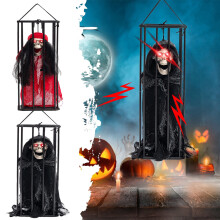 Décoration de crâne fantôme animée pour Halloween avec détecteur de mouvement et yeux lumineux – Intérieur/Extérieur, compatible avec les