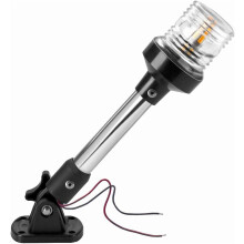 DDL Ankerlykt, Hvit LED Akterlykt for Båt 3 Nautical Mile Bimini Top Lys Nedfellbar Pontoon Lys Rundt 360 12~24V, 9''