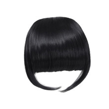 Flequillo postizo con clip y patillas para mujer, extensiones de cabello sintético.