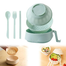 Bol à ramen micro-ondes 1 pièce, 1,1 L (38 oz) avec couvercle, bol à nouilles ramen avec cuillère, baguettes et fourchette (vert)