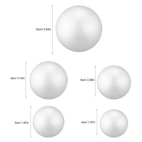 Witte schuimrubberen balletjes (40 stuks) – 9,9 cm rond, polystyreen 1