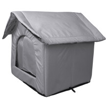 Tenda abrigo para gatos de rua com interior espaçoso e à prova de intempéries para proteção durante todo o ano.