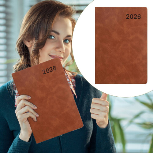 Week- en maandplanner 2026 A5 met leren omslag 1