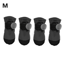 Svarta vattentäta vinterskor för hundar, reflekterande regnstövlar, 4-pack, halkfri sula, skydd mot kallt väder och salt, kompatibel med