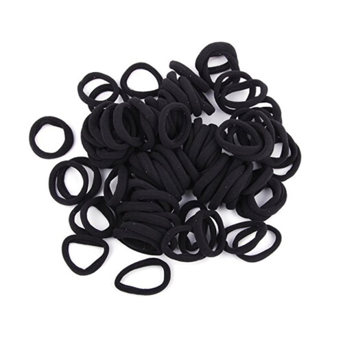 100 pezzi di elastici per capelli neri, elastici per diverse acconciature e per l'uso quotidiano 2