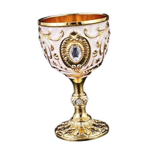 Embossed Water Goblet Drinking Cup Collection Reusable Tableware Metal Cup Mini Gold White 1