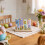 Panneau de table en bois de Pâques, lapin maman bébé fleurs œufs 5