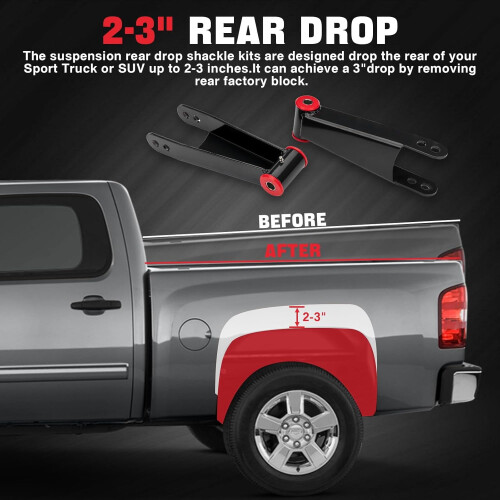 Kit de rebaixamento traseiro de 3 polegadas compatível com Chevy Silverado e GMC Sierra 1500/2500/3500HD (2001–2010, 2WD/4WD), substitui 410730 2