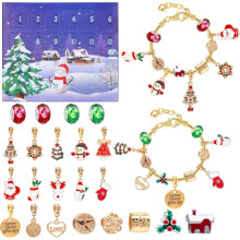 Bracelet Calendrier de l'Avent 24 jours - Kit de création de bijoux DIY - Cadeau de Noël, Nouvel An ou anniversaire