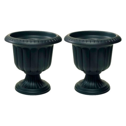 Vaso de varanda clássico preto de 19 polegadas (pacote com 2)