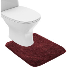 Tapis de bain antidérapant contour, tapis shaggy en microfibre absorbant l'eau, lavable en machine, tapis de toilette en forme de U (20x24", rouge)