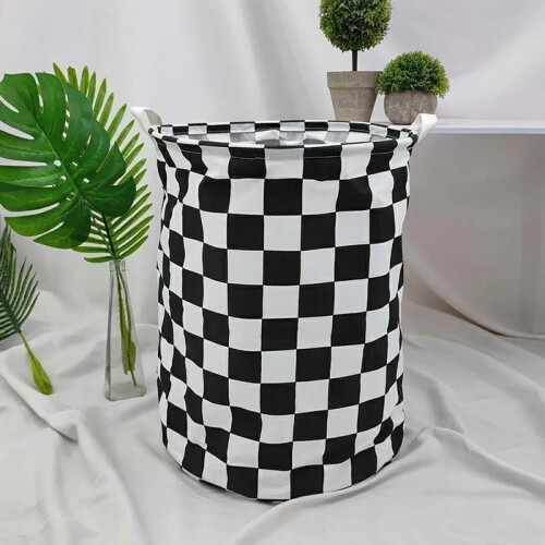 Plaid canvas storage basket16.64gal open top 1