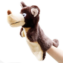 Wolf Hand Puppets Plush Toys, 10.62" Fluffy Stuffed Animal for Storytelling & Pretend Play (Brown)