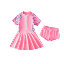 Roze tweedelig tankini badpak voor meisjes, 9-10 jaar – Leuk zomerdesign, comfortabele pasvorm voor strand en zwembad – Geschikt voor kindermaten