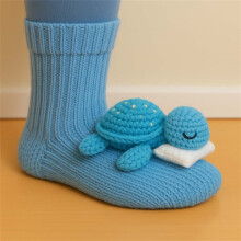 Chaussettes unisexes chaudes d'hiver en maille 3D avec motifs animaux, bleues