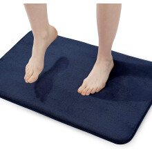 Tapis de bain extra épais en mousse à mémoire de forme 43 x 61 cm, bleu marine – Antidérapant, absorbant, tapis en velours ultra doux, lavable