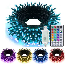 YANTON 50ft RGB Color-Changing Christmas String Lights, 150 LED, Remote-Controlled, USB-Powered, Indoor/Outdoor – Compatible with YANTON