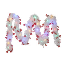 10 FT Christmas Tinsel Garland with 30 LED Lights,Glistening Christmas Tree Hanging Garland for Indoor Outdoor Home Decor and Party Supplies
