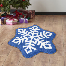 Tapis de Noël – Motif neige, ne peluche pas, à poils courts, lavable, 40 x 40 cm, idéal pour le salon, la chambre et la chambre d'enfant –