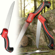 Πτυσσόμενο πριόνι κλαδέματος 11" – SK5 Steel Triple-Cut Blade, 7TPI, Κόκκινη λαβή για κλάδεμα