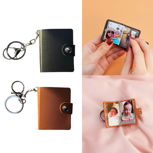 Álbum de fotos em couro com chaveiro, 5 cm (2 polegadas), pacote com 2 unidades. 1