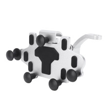 Soporte para teléfono de aleación de aluminio con 5 mordazas, plateado, silicona