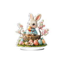 Décoration de table en acrylique en forme d'œuf de Pâques, ornements d'œufs de lapin 2D, centres de table légers et incassables pour le