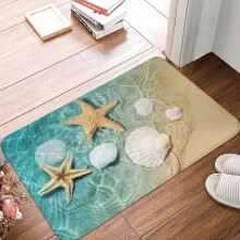 Tapis de bain coquillages, 40 x 60 cm, tapis de sol en diatomite, motif océan et littoral, antidérapant et absorbant, pour salle de bain, cuisine,