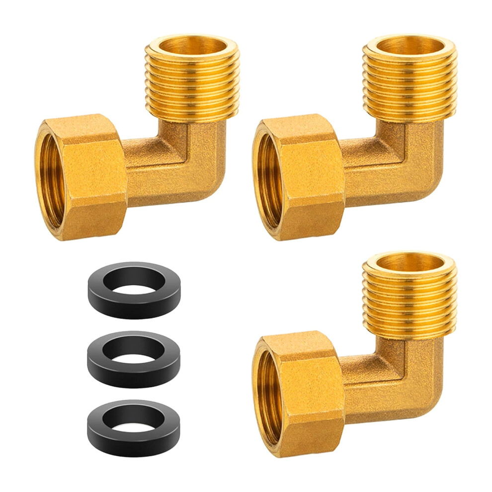 3 Pieces Practical Sturdy Brass Movable Screw Connection 1/2Inch Male To Female Thread 90 Degree Elbow Joint Designs 9405492050877