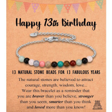 Tiny Natural Stone Birthday Bracelet for Women 6-21 Years Old, Compatible with Happy 6th-21st Birthday Card