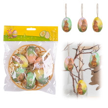Set di cestini pasquali intrecciati 7 in 1 con 6 uova, riempitivo per uova e decorazioni: picnic primaverile, contenitore per caramelle e