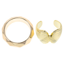 Set med 2 konstnärliga öppna armband i akryl med geometrisk oregelbunden design, stapelbara armbandstillbehör