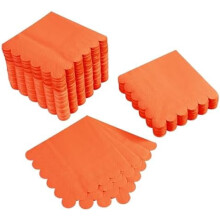 Serviettes de cocktail orange festonnées, 2 plis, 12,7 x 12,7 cm, 100 pièces