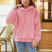 Felpe con cappuccio rosa per bambini, maniche lunghe, felpa con cappuccio, abbigliamento invernale per ragazze, taglia 8-9 anni