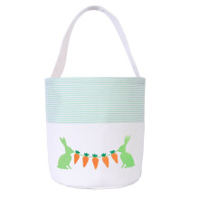 Paasmandje met handvat – Groen geborduurd konijntje/eiertasje (23,7 x 23,4 cm), voor eierjacht, snoepcadeautjes en lentefeestjes – Geschikt voor