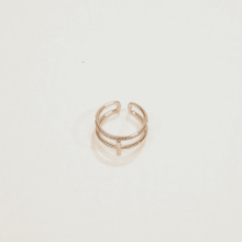 【Anéis Vazados】Anel vazado multicamadas banhado a prata/ouro com zircônias, estilo minimalista e elegante para amantes da moda