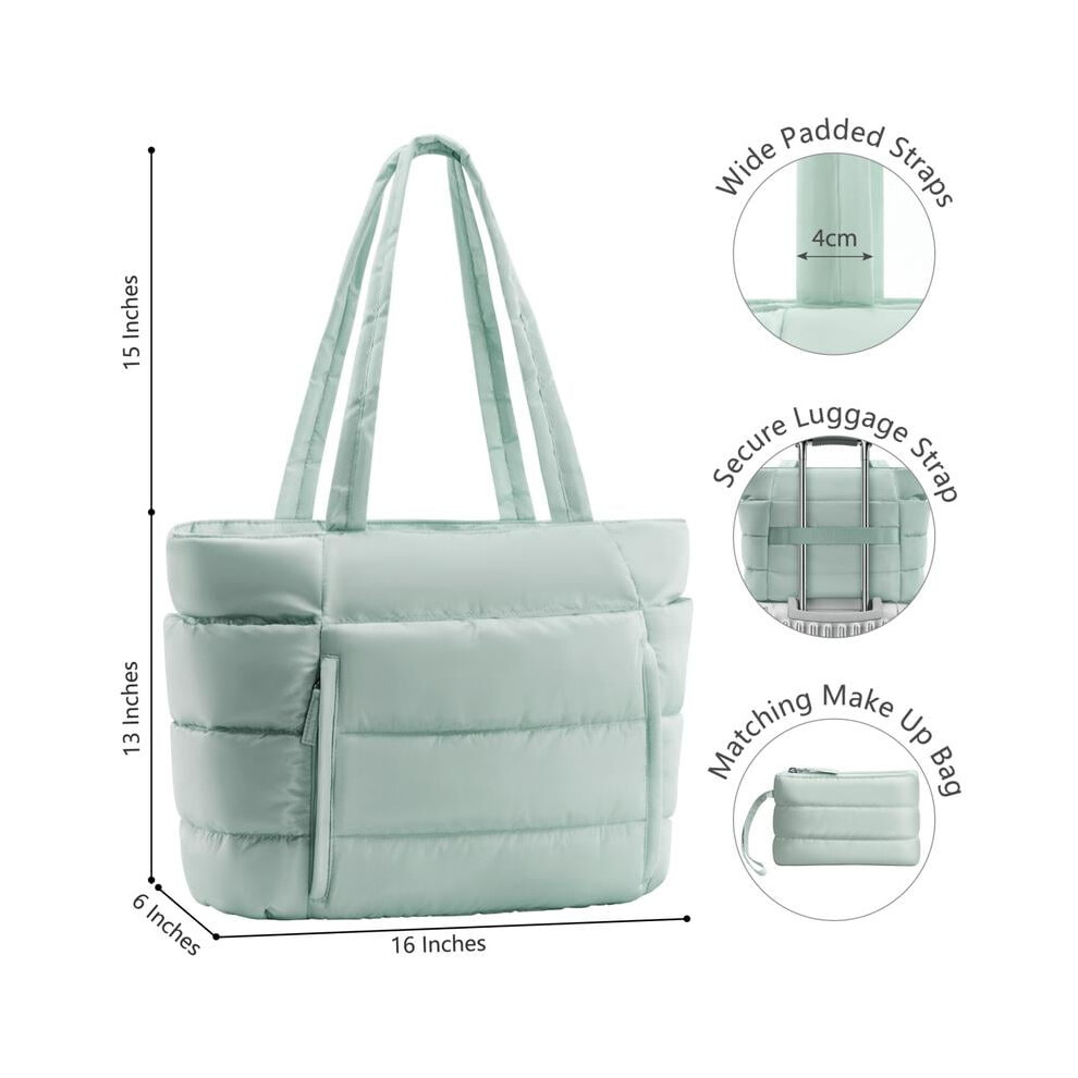 Puffer Tote Bag for Women Quilted Lightweight 15.6-inch