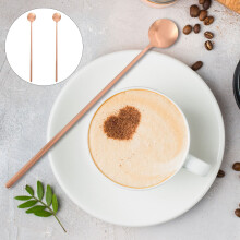 Stainless Steel Home Coffee Stirring Spoons Golden 2Pcs 9.43x1.18x0.2In
