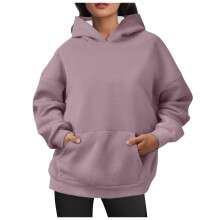 Sudaderas con capucha para mujer, sudaderas extragrandes de terciopelo con mangas largas y bolsillos para conjuntos de otoño e invierno, sudaderas